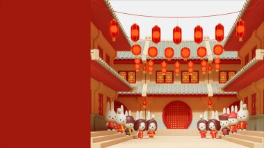 Çin Yeni Yılı Tavşan Kopya Boşluğu 3D Resim 02