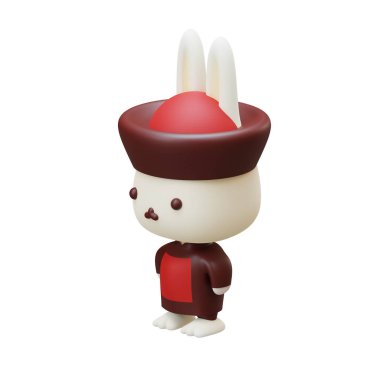 Isometric 3D Render Illustration Element of Chinese Rabbit Character 05