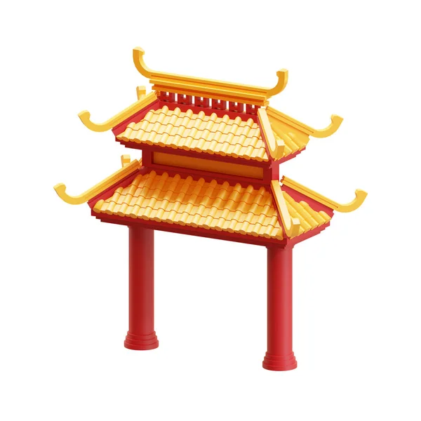 Isometriska Chinatown Gate Render Element — Stockfoto