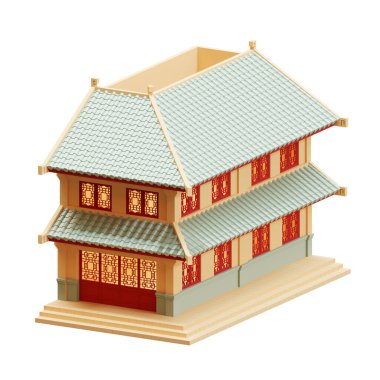 Isometric Çin Mahallesi Dükkanı 3D Render Element 02