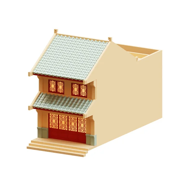 Izometryczna Chinatown Shop House Render Element — Zdjęcie stockowe