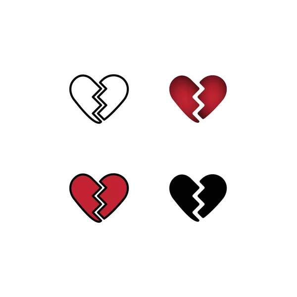 Icono Corazón Roto San Valentín Estilo Decir Línea Gradiente Plano — Archivo Imágenes Vectoriales