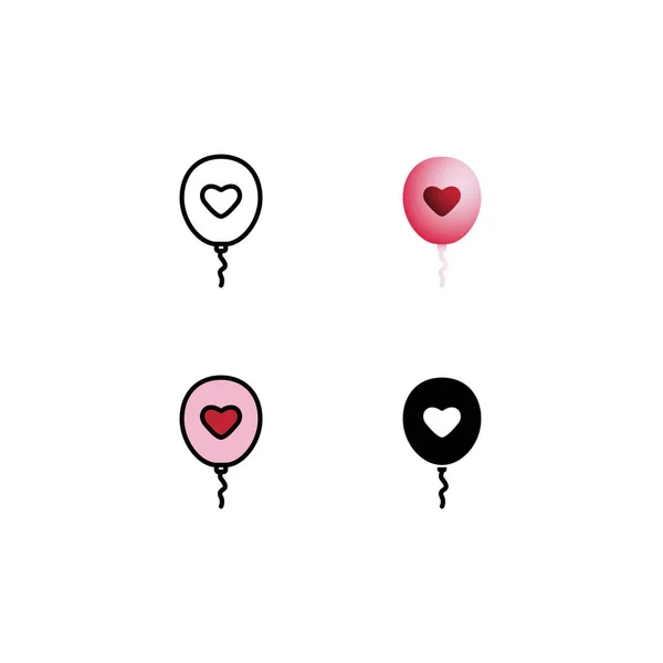 Εικονίδιο Μπαλονιού Valentine Στυλ Δηλαδή Γραμμή Κλίση Επίπεδη Χρώμα Περίγραμμα — Διανυσματικό Αρχείο