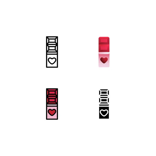 バレンタインチョコレート文字のアイコン4スタイルでは ライン グラデーションフラット カラーアウトライン およびグリフです — ストックベクタ