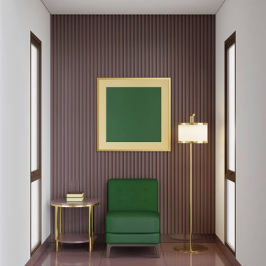 02 - Mockup Space için bir resim çerçeveli 3B İç Görüntü Arkaplanı