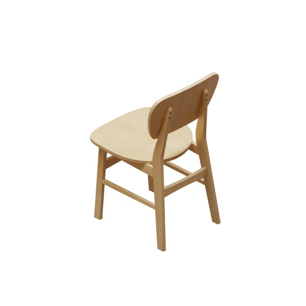 全木制餐椅3D渲染说明 — 图库照片