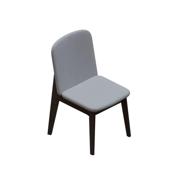 带有木制腿01 3D渲染设计元素的织物座椅餐椅 — 图库照片