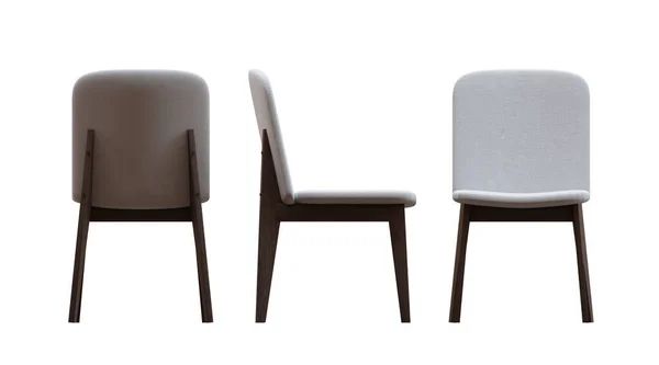 Fabric Seat Matstol Med Träben Render Design Element — Stockfoto