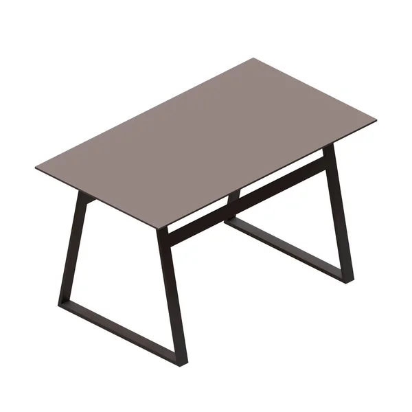 饭桌赢黑钢腿和玻璃顶部3D渲染示例 — 图库照片