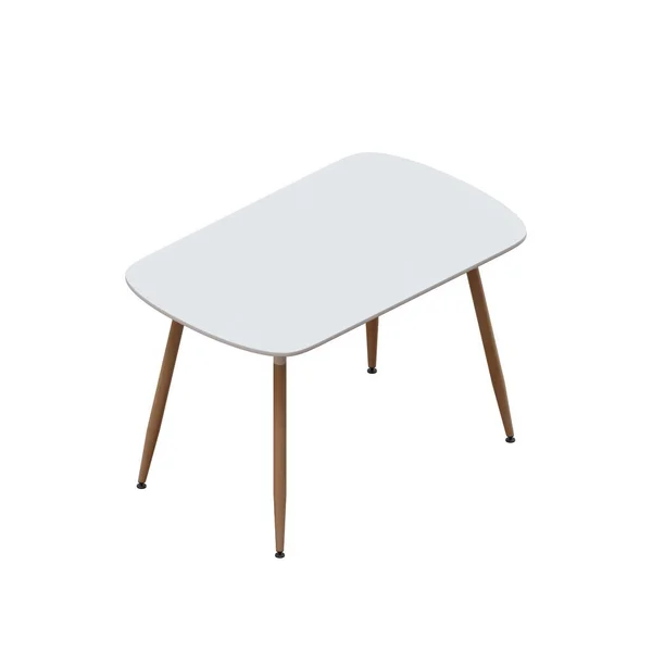 用圆木腿和圆白色顶部3D渲染设计元素的餐桌 — 图库照片