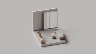 Oturma odası Isometric 3D canlandırma canlandırması