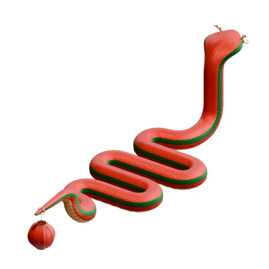 Çin Yeni Yıl Yılan Isometric Arka Görünümü 3D Tasarım Elementi