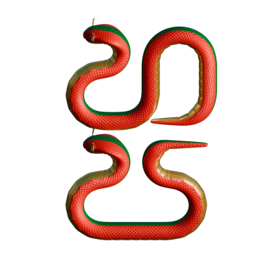 2025 Çin Yeni Yılı Yılan Üst Görünüm Dikey Kompozisyonu 3D Resim