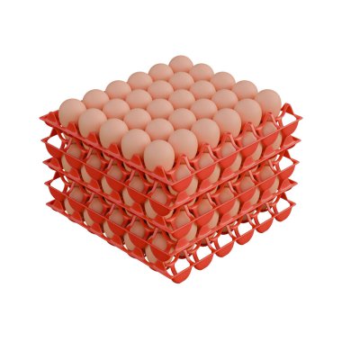 Yumurta Plastik Tepsisi Üst Tarafı Görünümü 3B Resim Çizimi