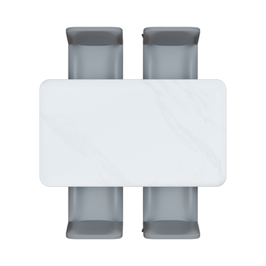 Beyaz Yemek Masası Üst Görünümü 3B Render Resimlemesi Ayarla