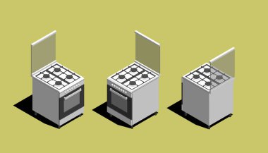 3d biçiminde küçük Freestanding Cooker vektör çizim ögesi