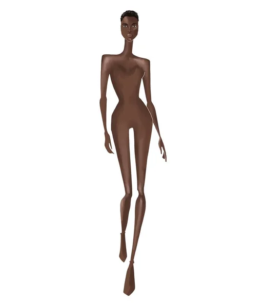 Black Woman White Background Female Figure Fashion Templates — Stock Photo, Image