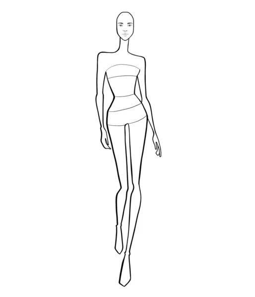 Șabloane Modă Croquis Figură Unei Femei Fundal Alb — Fotografie, imagine de stoc