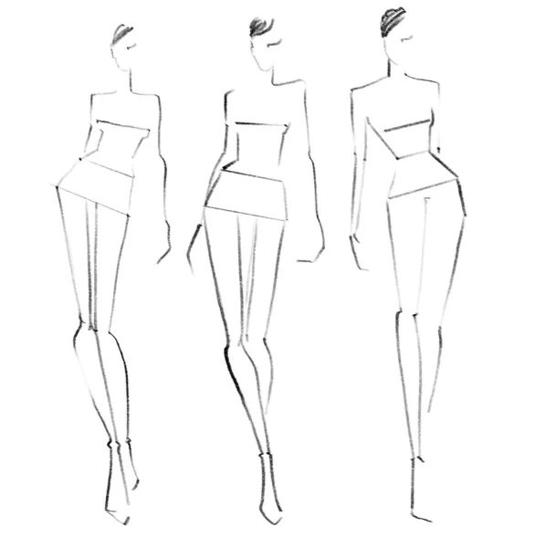 Fashion Templates Croquis Pattern Drawing — Stock Photo, Image