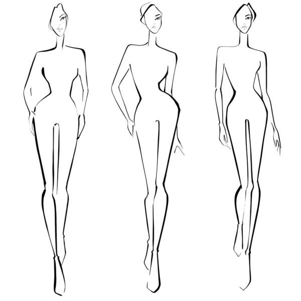 Șabloane Modă Croquis Model Pentru Desen — Fotografie, imagine de stoc