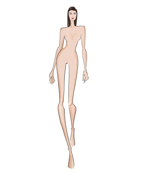 Modelos Moda Croquis Uma Figura Uma Mulher Fundo Branco — Fotografia de Stock