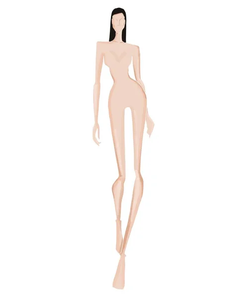 Moda Şablonları Kroki Beyaz Arka Planda Bir Kadın Figürü — Stok fotoğraf