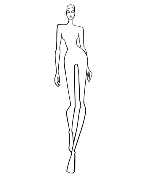 Șabloane Modă Croquis Figură Unei Femei Fundal Alb — Fotografie, imagine de stoc
