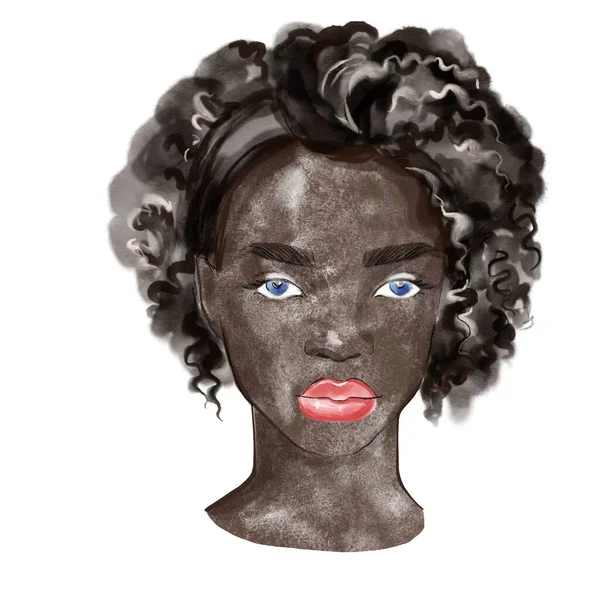 女の肖像画 ファッションスタイル 美容製品 化粧品 ヘアアーティストの広告のためのイラスト — ストック写真