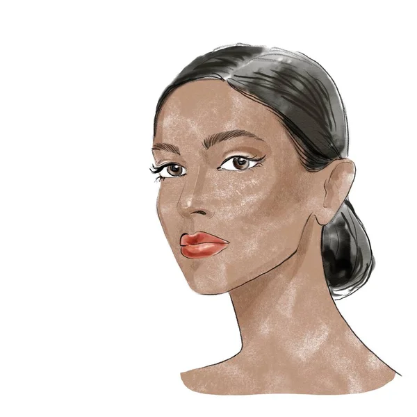 Porträt Einer Frau Modestil Illustration Zur Werbung Für Schönheitsprodukte Make — Stockfoto