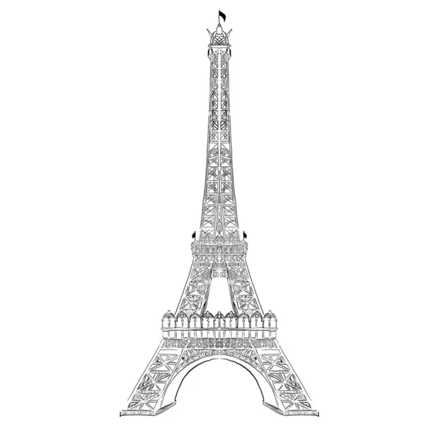 Torre Eiffel Sfondo Bianco Parigi Illustrazione Urbana Colorazione Sfondo Citta — Foto Stock