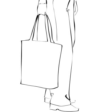 Alışverişe. Çantalı kadın.