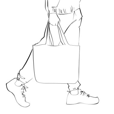 Alışverişe. Çantalı kadın.