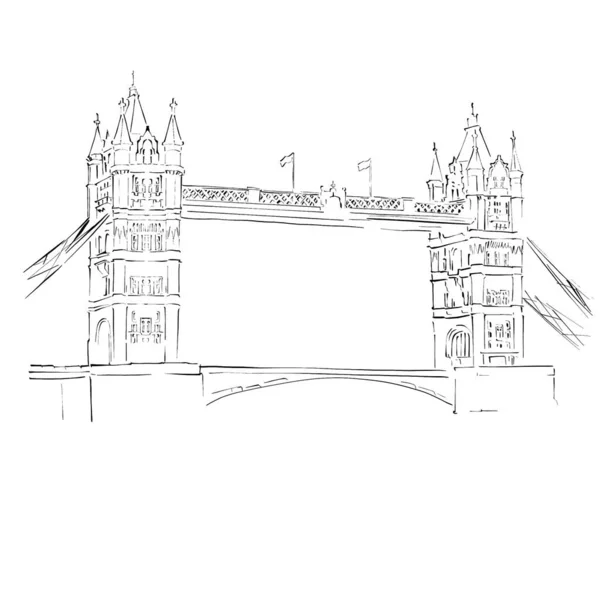 Londres Puente Ilustración Urbana Para Colorear Antecedentes Ciudad Estilo Línea — Foto de Stock