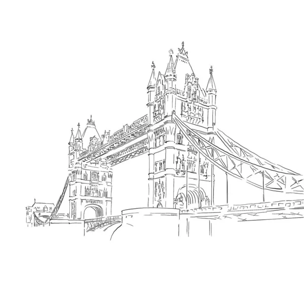 Лондон Мост Городская Иллюстрация Окраски Предыстория Город Стиль Линии — стоковое фото