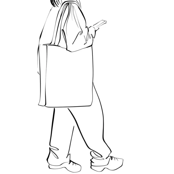 Ψώνια Μια Κυρία Μια Τσάντα — Φωτογραφία Αρχείου