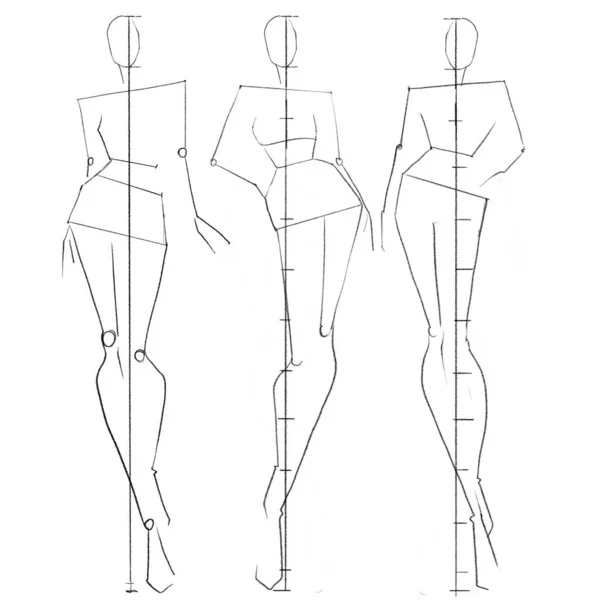 Șabloane Modă Croquis Model Pentru Desen — Fotografie, imagine de stoc