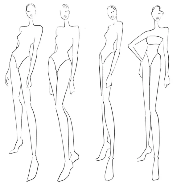 Szablony Mody Krokisie Figura Kobiety Białym Tle — Zdjęcie stockowe