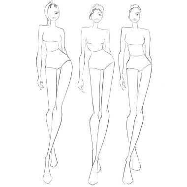 Moda şablonları. Kroki. Çizim kalıbı