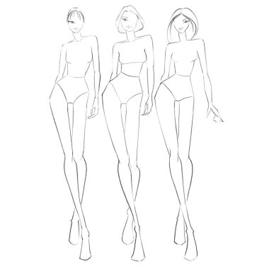 Moda şablonları. Kroki. Çizim kalıbı