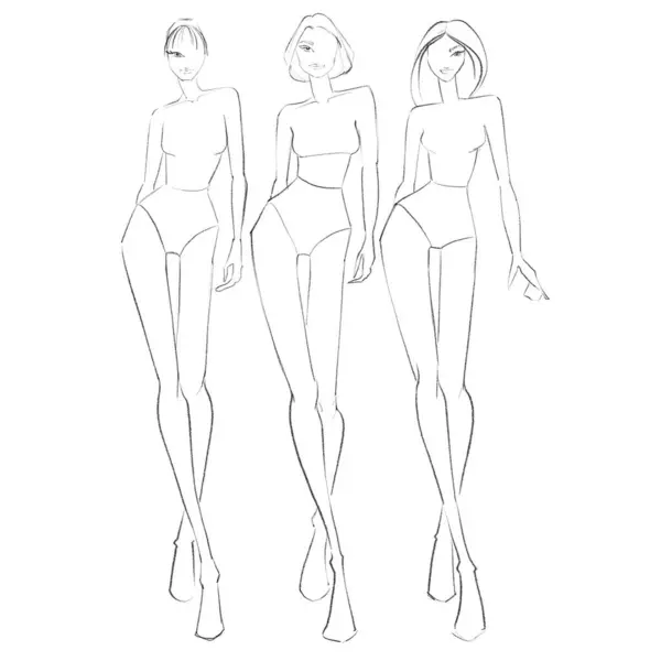 Moda şablonları. Kroki. Çizim kalıbı