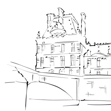 Paris. Renklendirme için Şehir İllüstrasyonu. Geçmişi. Şehiri. Satır biçimi