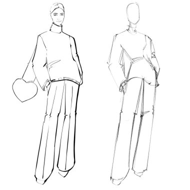 Moda şablonları. Kroki. Çizim kalıbı