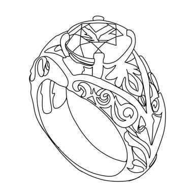 Kırmızı taşlı altın yüzük. Altın rengi. Yakutlar. Mücevher çizimi. Kuyumcular için fikirler