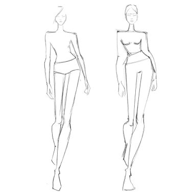 Moda şablonları. Kroki. Çizim kalıbı