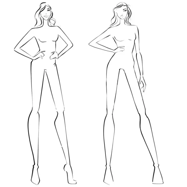 Stock image Fashion templates. Croquis. A figure of a woman on a white background