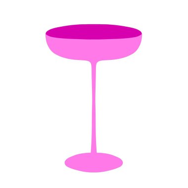 Pembe bir martini bardağı. Düz bir şekilde resmedilmiş. Davetiyeler, broşürler, reklamlar için eşyalar