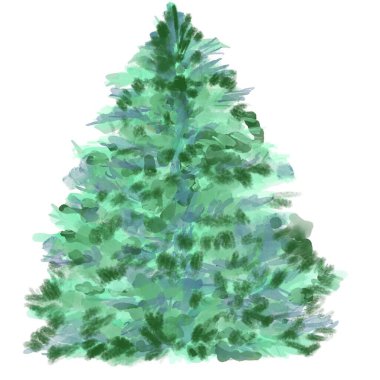 Beyaz arka planda Noel ağacı. Davetiyeler, broşürler, reklamlar için eşyalar