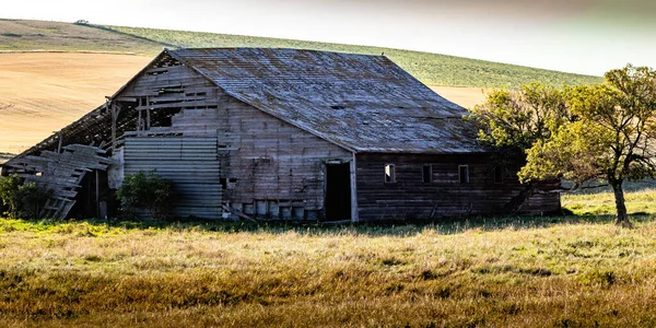 Rustikální Farmářské Budovy Projížďce Krajem Wheatland Alberta Kanada — Stock fotografie