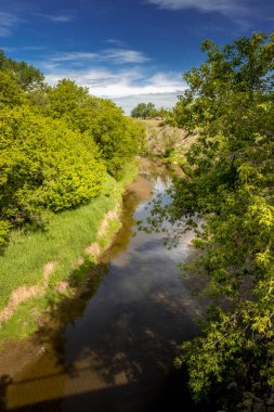 Carbon Creek yılanları Carbon Alberta Kanada 'dan geçiyor.