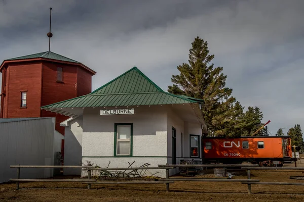 stock image The Historic Train Station in Delburne, Alberta, Canada